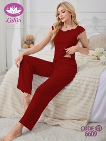 بيجامة قطن من دانتيل