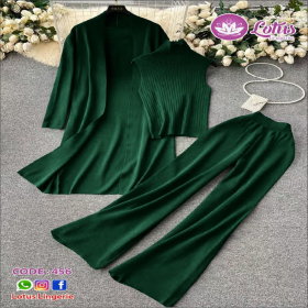 طقم صوف أنيق بثلاث قطع –أخضر